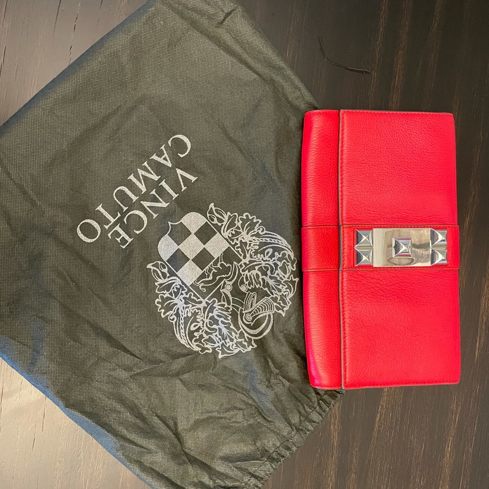 Red 100% leather Vince Camuto clutch